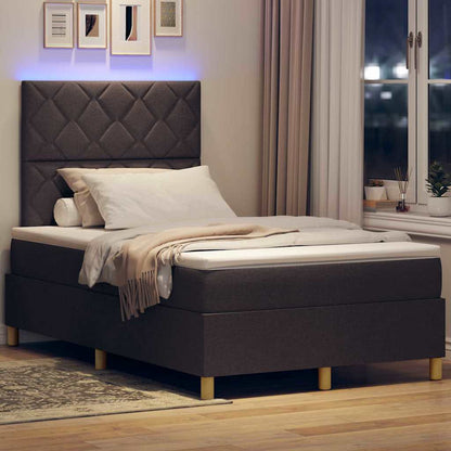 Letto a Sorgente LED Marrone Scuro 120 x 200 cm Tessuto