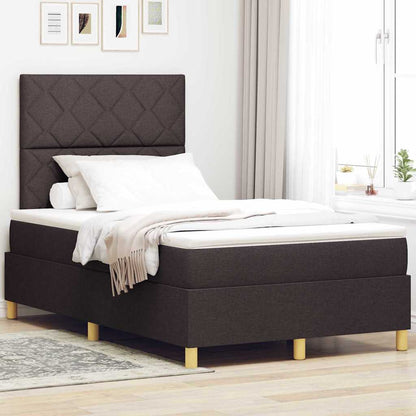 Letto a Sorgente LED Marrone Scuro 120 x 200 cm Tessuto
