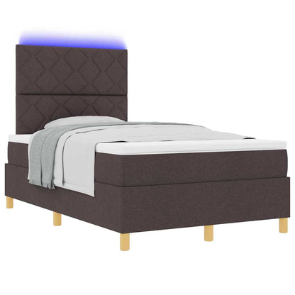 Letto a Sorgente LED Marrone Scuro 120 x 200 cm Tessuto