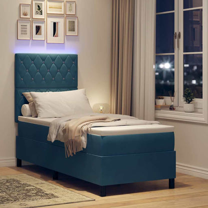Letto a Sorgente LED con testiera Blu Scuro 80 x 200 cm Velluto