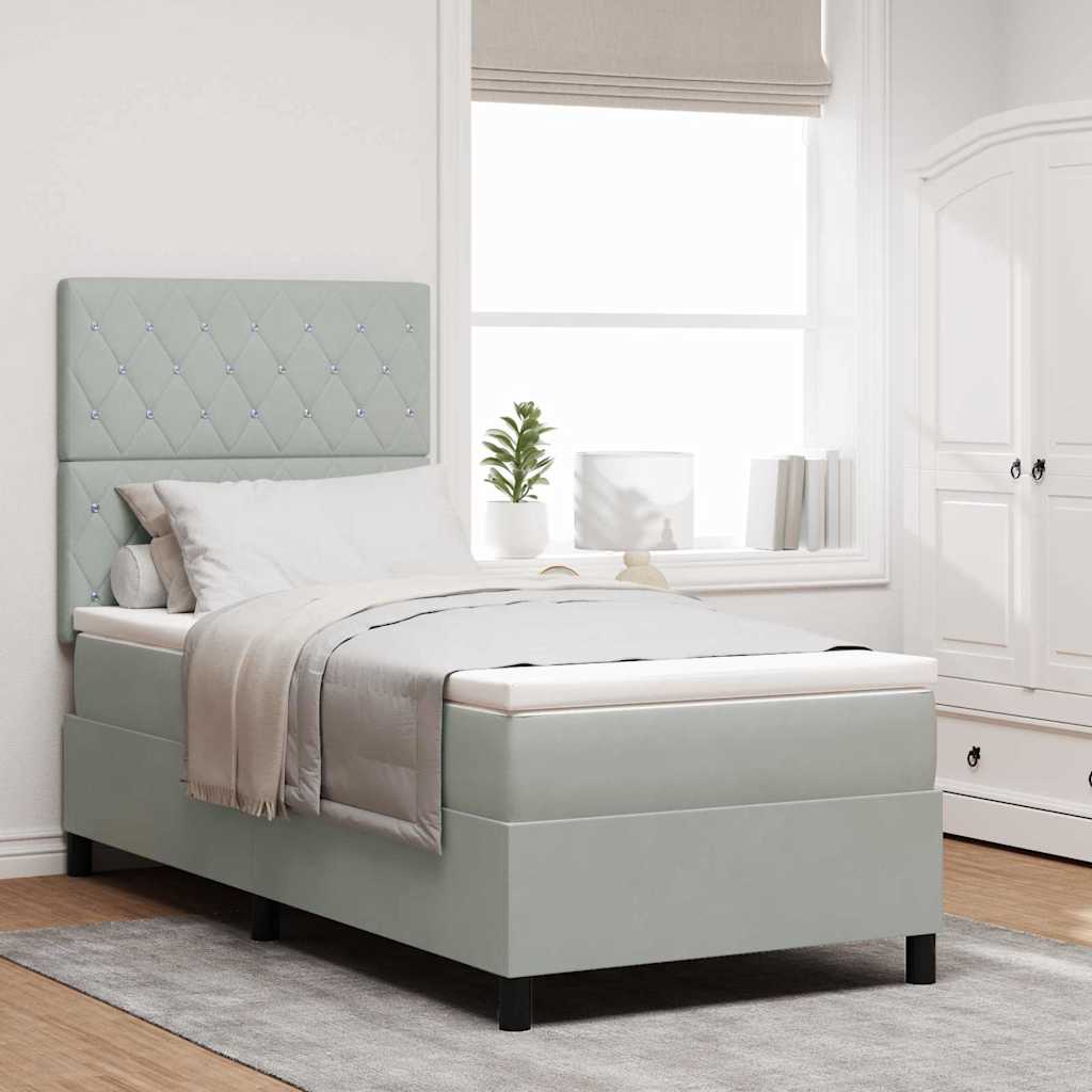 Letto a Sorgente LED Grigio chiaro 100 x 200 cm Velluto