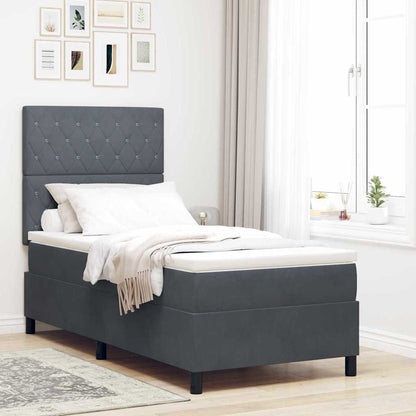 Letto a Sorgente LED Grigio scuro 100 x 200 cm Velluto