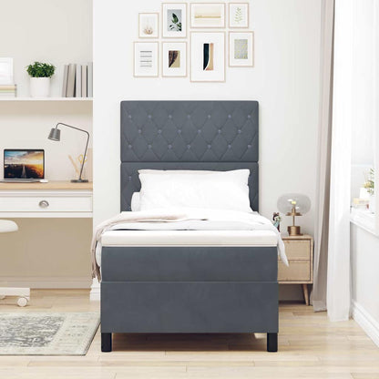 Letto a Sorgente LED Grigio scuro 100 x 200 cm Velluto