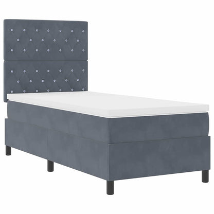 Letto a Sorgente LED Grigio scuro 100 x 200 cm Velluto