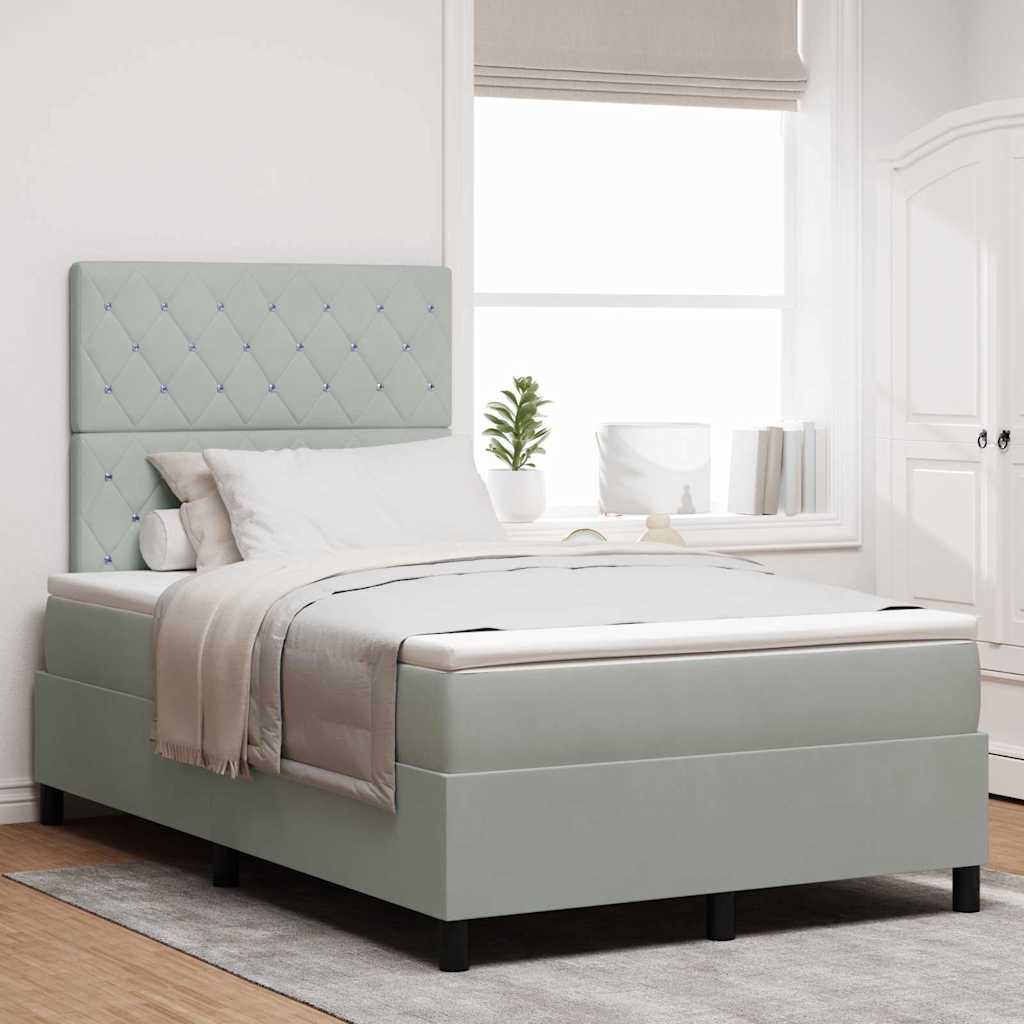 Letto a Sorgente LED Grigio chiaro 120 x 190 cm Velluto