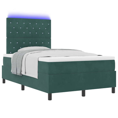 Letto a Sorgente LED Verde Scuro 120 x 190 cm Velluto