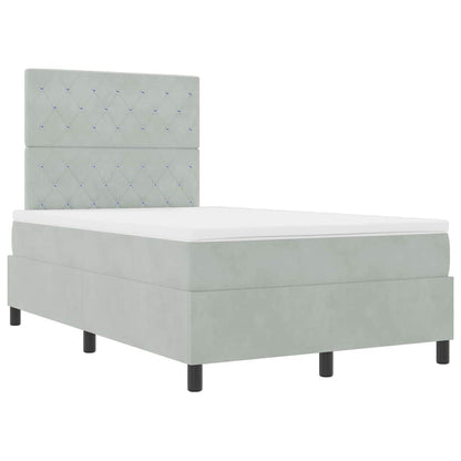 Letto a Sorgente LED Grigio chiaro 120 x 200 cm Velluto