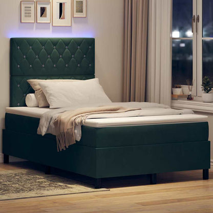 Letto a Sorgente LED Verde Scuro 120 x 200 cm Velluto