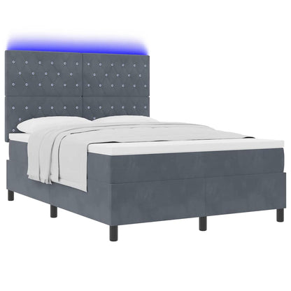 Letto a Sorgente LED Grigio scuro 140 x 190 cm Velluto