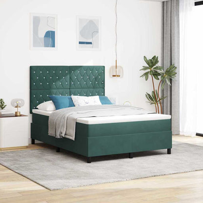 Letto a Sorgente LED Verde Scuro 140 x 190 cm Velluto