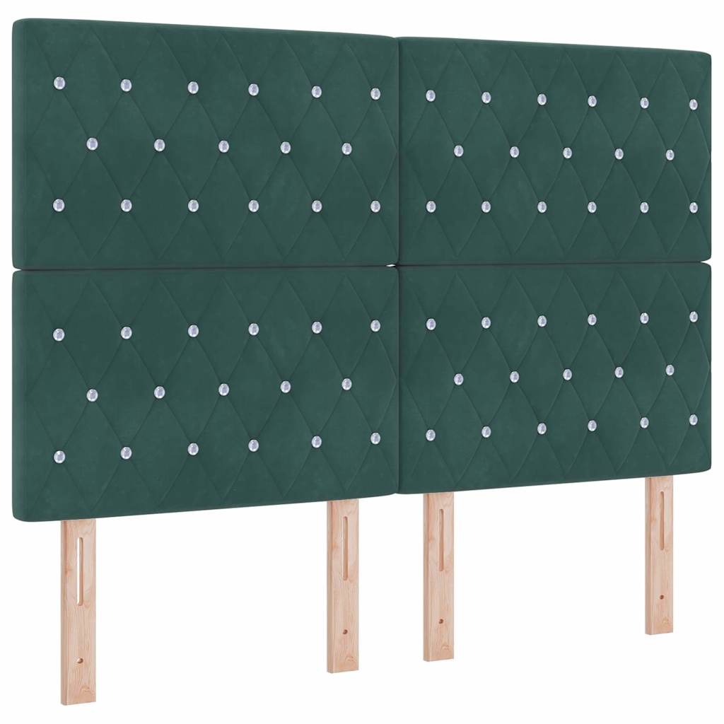 Letto a Sorgente LED Verde Scuro 140 x 190 cm Velluto