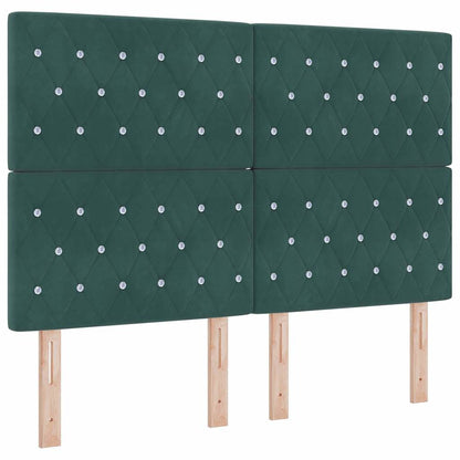 Letto a Sorgente LED Verde Scuro 140 x 190 cm Velluto
