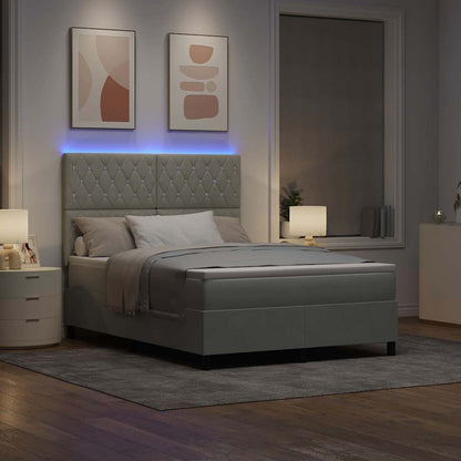 Letto a Sorgente LED Grigio chiaro 140 x 200 cm Velluto
