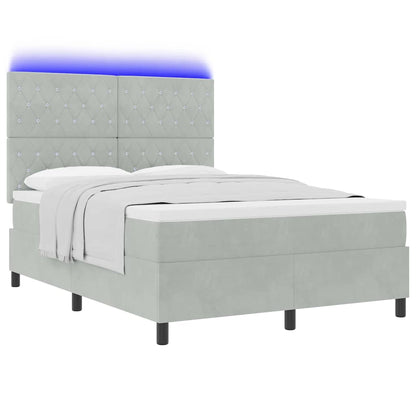 Letto a Sorgente LED Grigio chiaro 140 x 200 cm Velluto