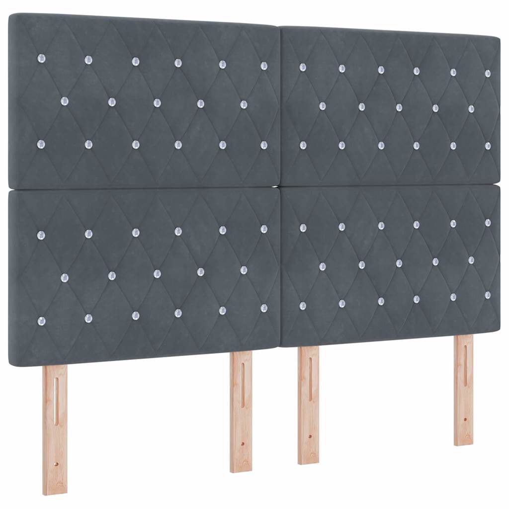 Letto a Sorgente LED Grigio scuro 140 x 200 cm Velluto