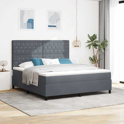 Letto a Sorgente LED Grigio scuro 180 x 200 cm Velluto