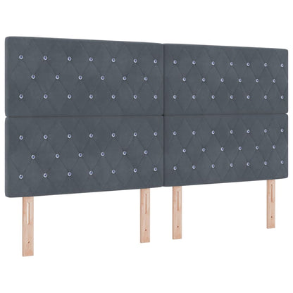 Letto a Sorgente LED Grigio scuro 180 x 200 cm Velluto