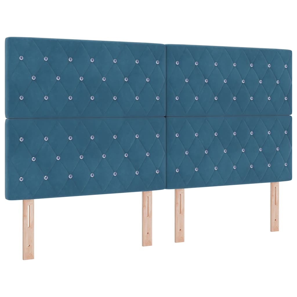 Letto a Sorgente LED Blu Scuro 180 x 200 cm Velluto