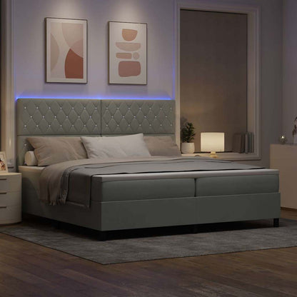 Letto a Sorgente LED Grigio chiaro 200 x 200 cm Velluto