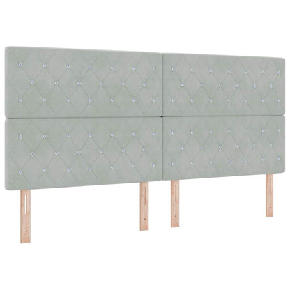 Letto a Sorgente LED Grigio chiaro 200 x 200 cm Velluto