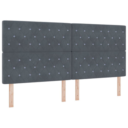 Letto a Sorgente LED Grigio scuro 200 x 200 cm Velluto