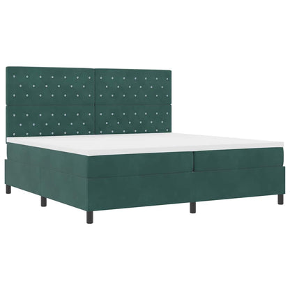 Letto a Sorgente LED Verde Scuro 200 x 200 cm Velluto