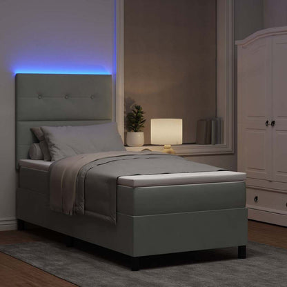 Letto a Sorgente LED Grigio chiaro 80 x 200 cm Velluto