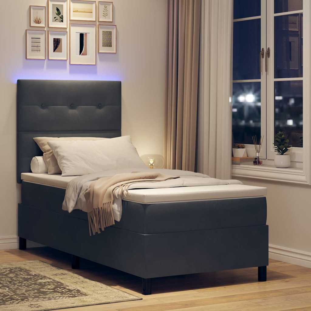 Letto a Sorgente LED Grigio scuro 80 x 200 cm Velluto