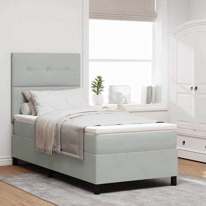 Letto a Sorgente LED Grigio chiaro 90 x 190 cm Velluto