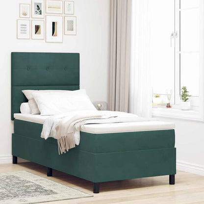Letto a Sorgente LED Verde Scuro 90 x 200 cm Velluto