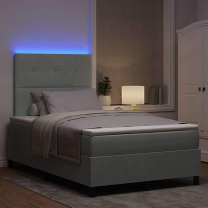 Letto a Sorgente LED Grigio chiaro 120 x 190 cm Velluto