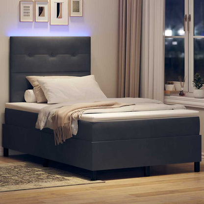 Letto a Sorgente LED Grigio scuro 120 x 190 cm Velluto