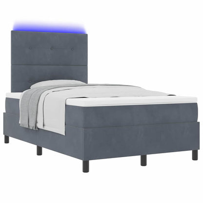 Letto a Sorgente LED Grigio scuro 120 x 190 cm Velluto