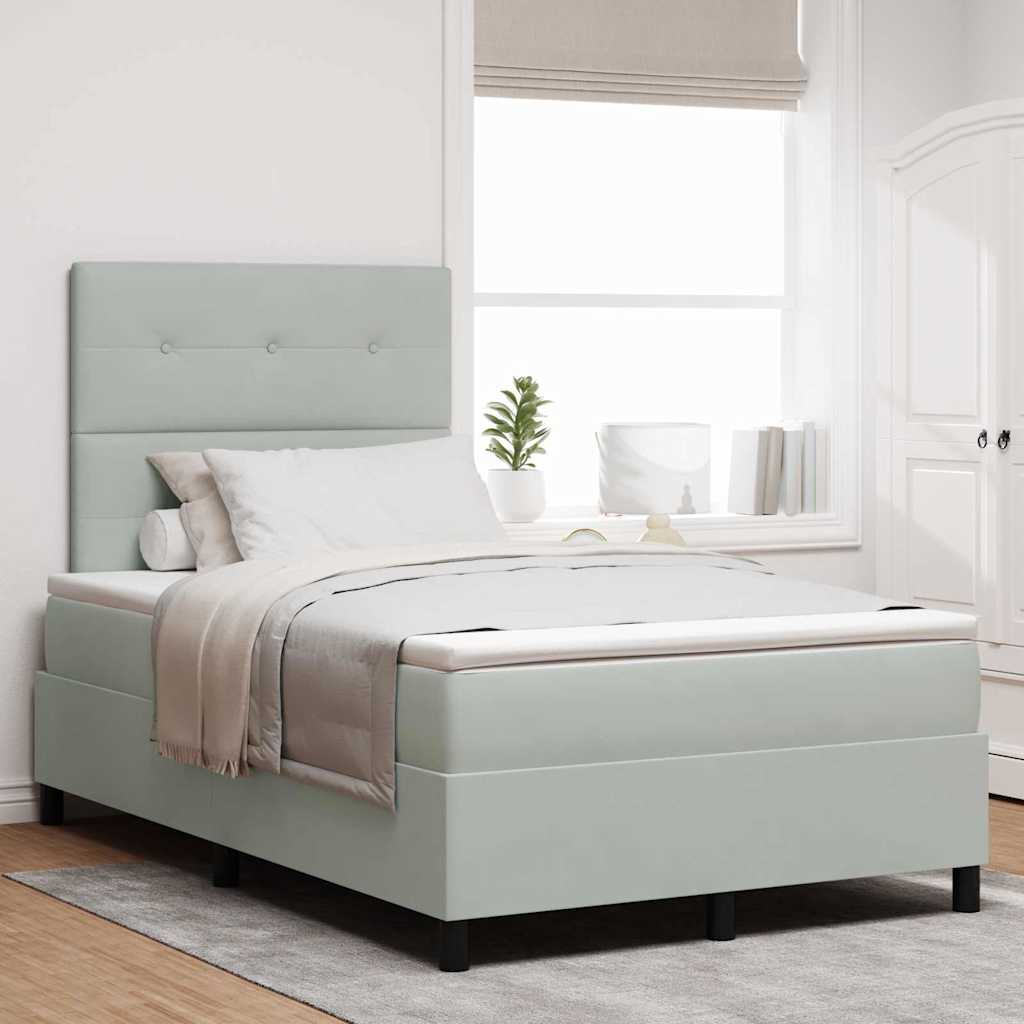 Letto a Sorgente LED Grigio chiaro 120 x 200 cm Velluto