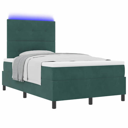Letto a Sorgente LED Verde Scuro 120 x 200 cm Velluto