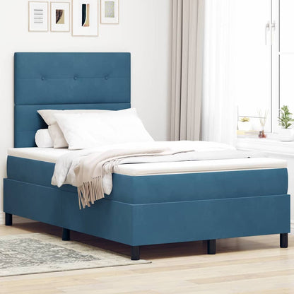 Letto a Sorgente LED Blu Scuro 120 x 200 cm Velluto
