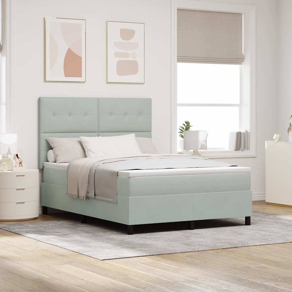 Letto a Sorgente LED Grigio chiaro 140 x 190 cm Velluto