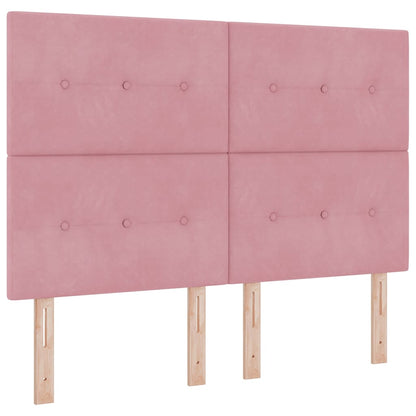 Letto a Sorgente LED con materasso Rosa 140 x 190 cm Tessuto