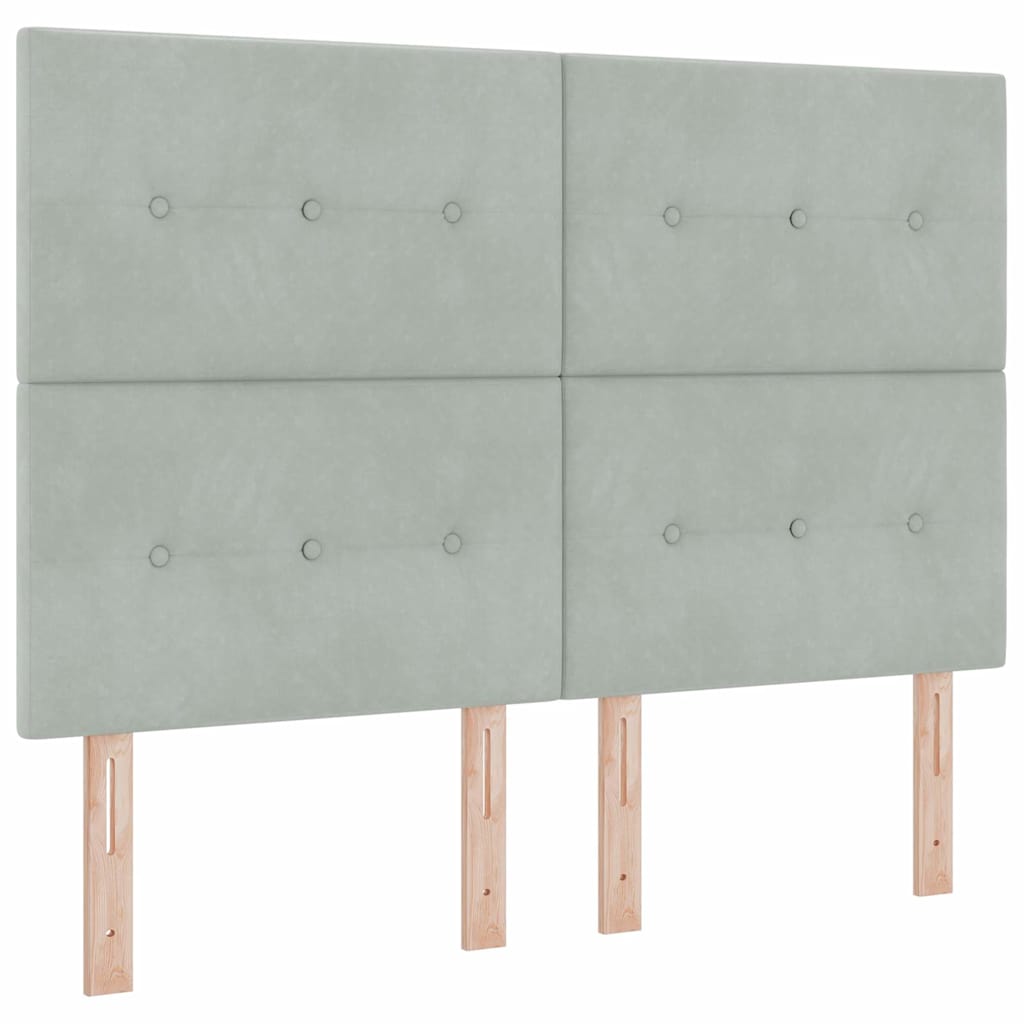 Letto a Sorgente LED Grigio chiaro 140 x 200 cm Velluto