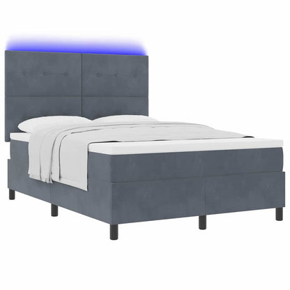Letto a Sorgente LED Grigio scuro 140 x 200 cm Velluto