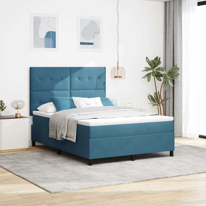 Letto a Sorgente LED Blu Scuro 140 x 200 cm Tessuto