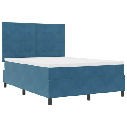 Letto a Sorgente LED Blu Scuro 140 x 200 cm Tessuto