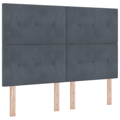 Letto a Sorgente LED Grigio scuro 160 x 200 cm Velluto