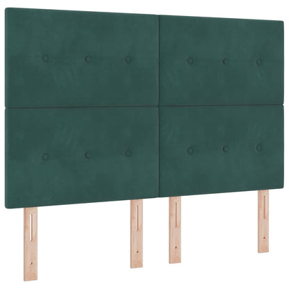 Letto a Sorgente LED Verde Scuro 160 x 200 cm Velluto