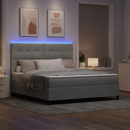 Letto a Sorgente LED Grigio chiaro 180 x 200 cm Velluto