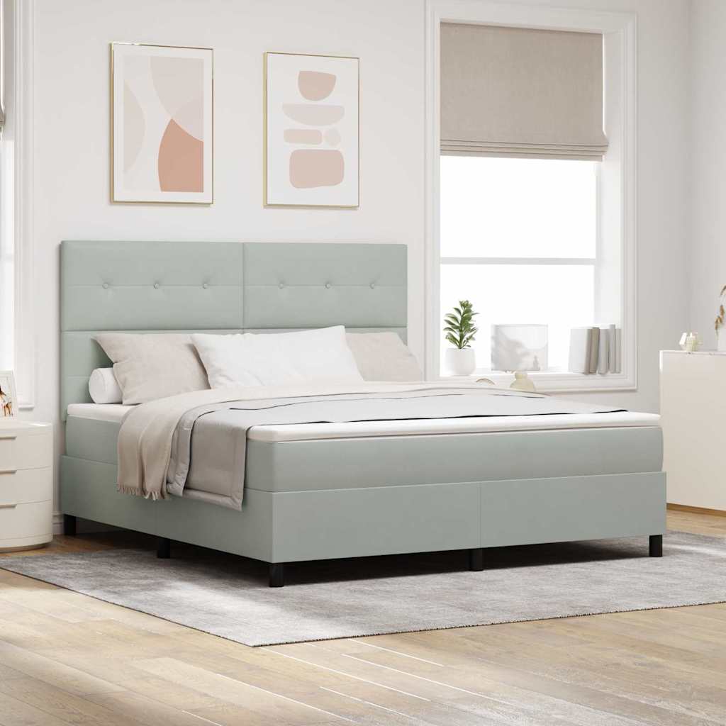 Letto a Sorgente LED Grigio chiaro 180 x 200 cm Velluto