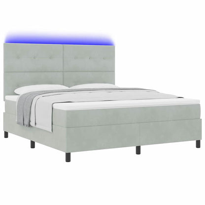 Letto a Sorgente LED Grigio chiaro 180 x 200 cm Velluto