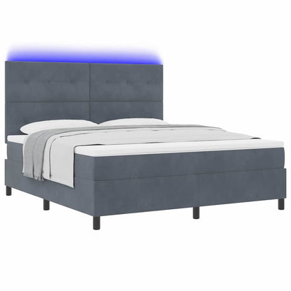 Letto a Sorgente LED Grigio scuro 180 x 200 cm Velluto