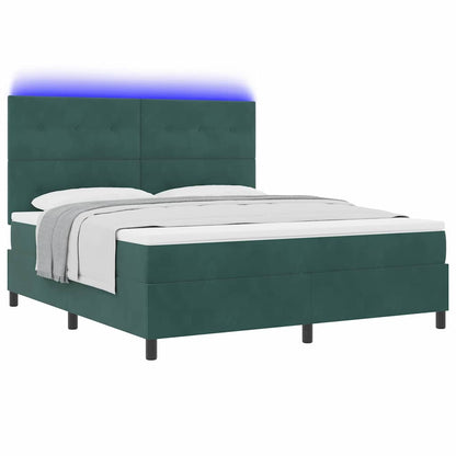 Letto a Sorgente LED Verde Scuro 180 x 200 cm Velluto