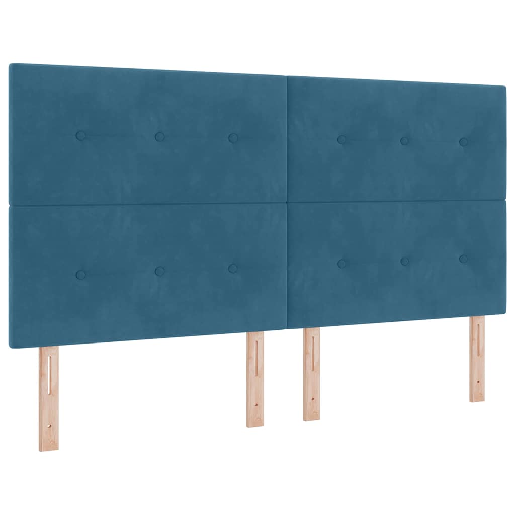Letto a Sorgente LED Blu Scuro 180 x 200 cm Velluto